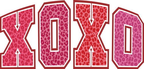 Leopard Pink XOXO, Retro Valentine t shirts design, Valentines Day lettering phrase, t shirt design, Valentine's Day Isolated on white background, Files for Cutting EPS 10, Illustrator Artwork vector