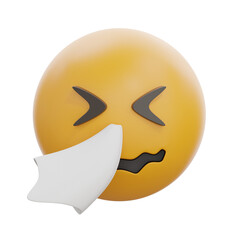 3D Sneezing Face Emoji with Tissue