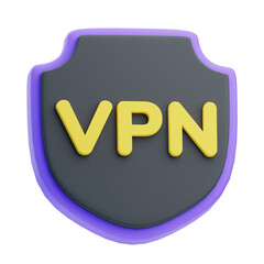 3D VPN Shield Security Icon Design