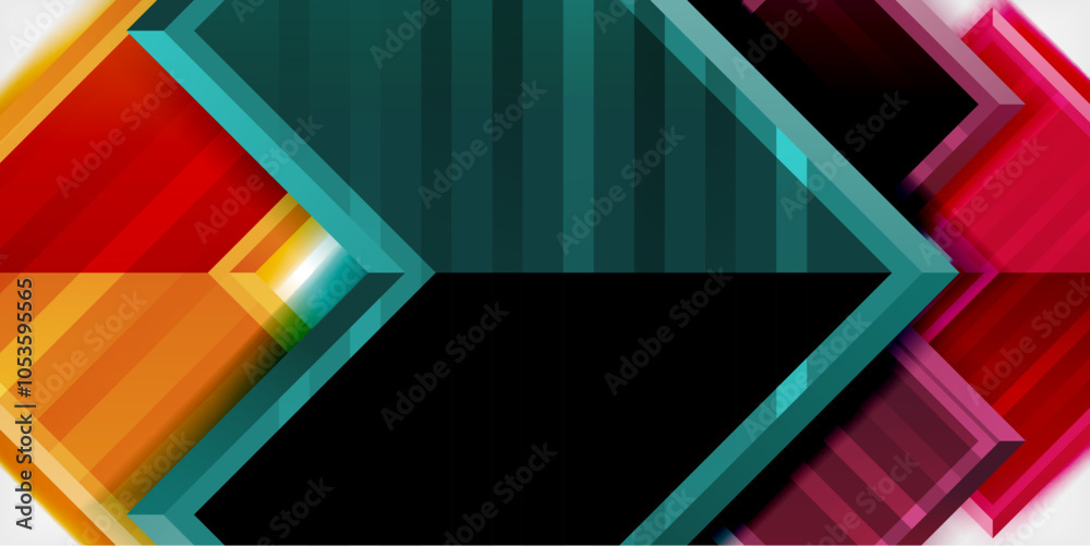 Aufkleber Arrow symbols created with 3d effects and line texture geometric abstract background