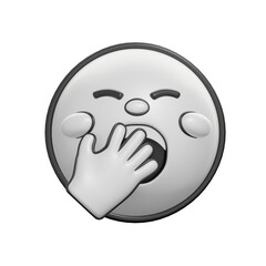 Retro 3D Yawning Face Emoticon Illustration