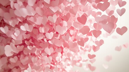 Obraz premium Pink hearts confetti overlay. Generative AI