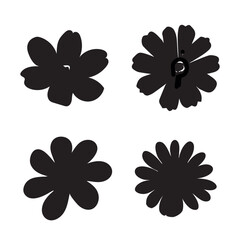 Obraz premium Silhouette wildflowers set, Abstract botanical black elements, vector illustration botany design. 