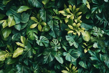 Obraz premium Lush Green Tropical Leaves Background.