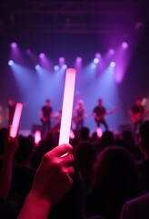 Fans Holding Glow Sticks at Live Concert  