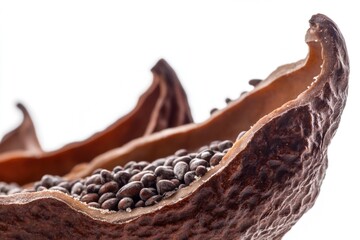 Obraz premium Detailed view of seed pods and seeds, ideal for use in educational or scientific contexts