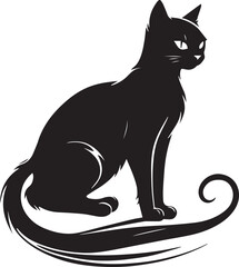 silhouette black cat icon logo design white background