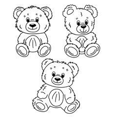 Fototapeta premium outline set of isolated little teddy bears