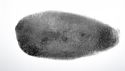 Finger print texture on white background. Uniquely intricate fingerprint pattern. Forensic analysis