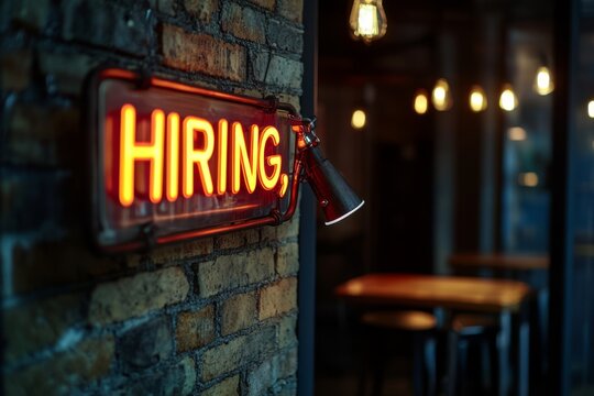 Hiring Sign at a Bar or Restaurant - Powered by Adobe