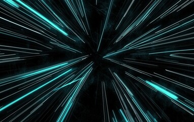 Dynamic streaks of light traveling through a dark space, illustrating a sense of speed and motion in a futuristic setting