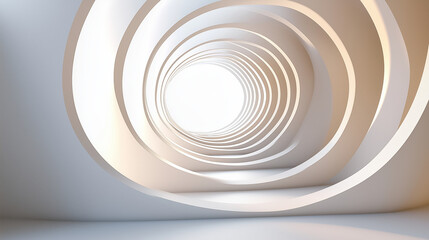 Obraz premium Futuristischer Architekturraum mit dynamischen, geschwungenen Linien. Moderne minimalistische Formensprache in elegantem Design. Repräsentative Corporate-Atmosphäre