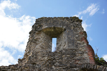 crumbling stone remains of historic building. ruins 