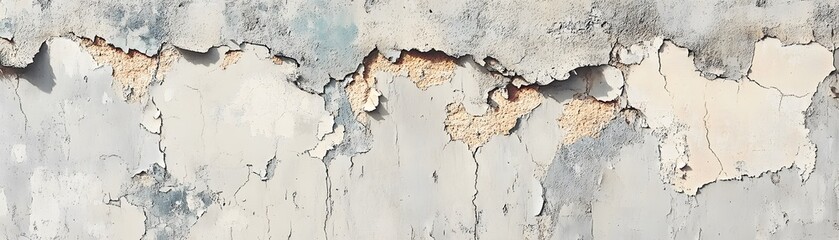 Obraz premium A Close-up of a Cracked and Faded White Wall