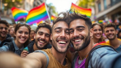LGBT rally with flags, freedom