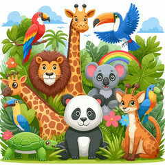 Naklejka premium animals in the jungle