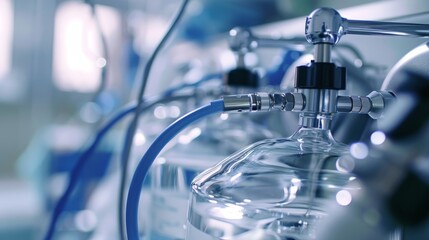 A closeup of the suction machine used to remove excess fluids and from the surgical site for better visibility.