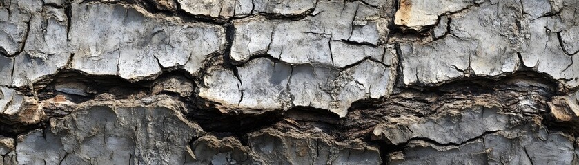 Close-up of Gray and Brown Tree Bark with Cracked Texture