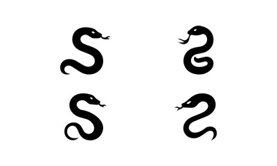 Snake Silhouette set in black and white 