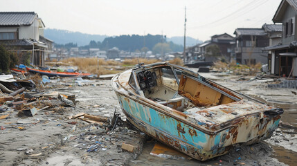 Tsunami Natural Disaster: Powerful Waves, Destruction, and Chaos Unleashed by Nature&rsquo;s Fury with Intense Impact on Coastal Areas