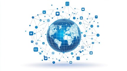 Global Network Concept With Digital Connections Icon