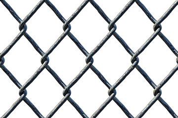 Fototapeta premium Close-up of a metal chain-link fence against a clear sky, showcasing industrial design and outdoor security concepts.