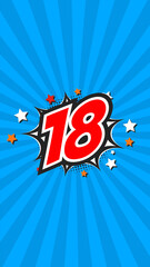 Colorful background with number 18 - Eighteen - 18th eighteenth