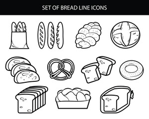 Set of bread line icons