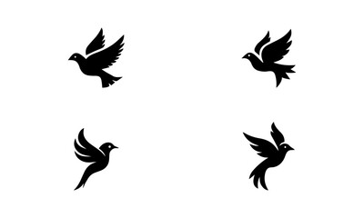 Fototapeta premium Bird Silhouette set in black and white