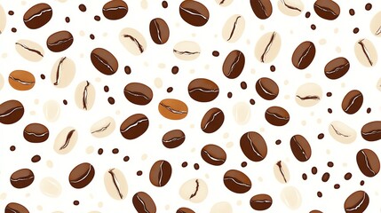 Obraz premium Seamless pattern with coffee beans on white background.
