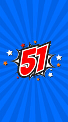 Colorful background with number 51 - Fifty-One - 51st fifty-first