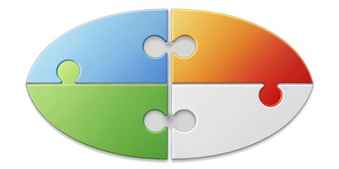 Fototapeta premium Blank four-part pie puzzle diagram for conceptual presentations and infographics