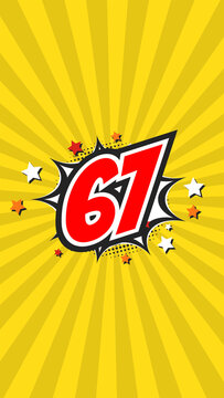Colorful background with number 67 - Sixty-Seven - 67th sixty-seventh