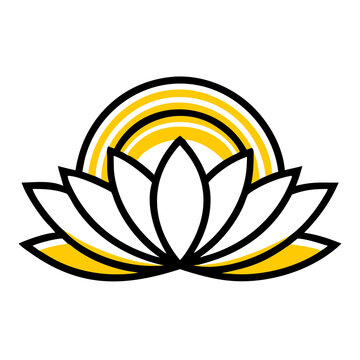 lotus flower with yellow sun clip art preview