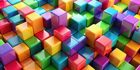 Obraz premium Colorful Cubes Background with Vibrant Geometric Shapes Perfect for Design Projects