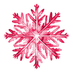 Pink watercolor snowflakes illustration