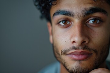 Obraz premium A close-up shot of a bearded man, great for use in editorial or advertising content