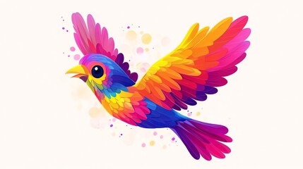 Obraz premium A colorful bird with large eyes in flight.