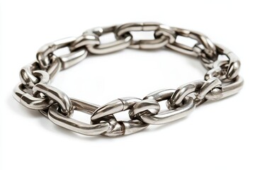 Fototapeta premium Isolated, new steel chain on white background. Concept of safety and protection.