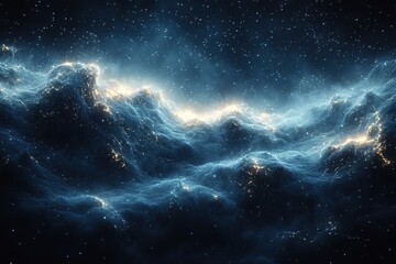 Obraz premium A stunning view of a nebula in deep space, with swirling clouds of gas and dust lit by distant stars.