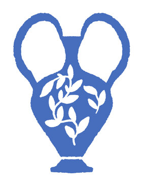 recommend clip art: Blue Ancient Vase With Leaves