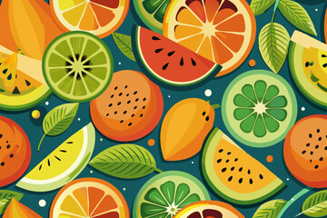 Colorful Fruit Slice Vector Set
