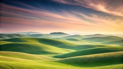 Minimalist landscape with smooth rolling hills under a pastel sky for design projects