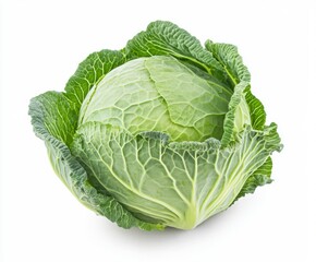Fresh green cabbage isolated on a white background