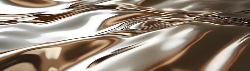 Abstract Metallic Texture with Waves of Silver and Gold