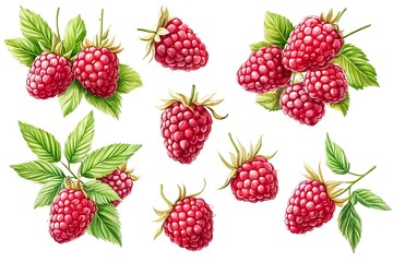 Watercolor Illustration of Raspberries