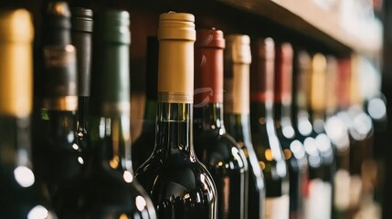 A row of wine bottles stored horizontally in a wooden rack, showcasing elegant wine storage solutions.