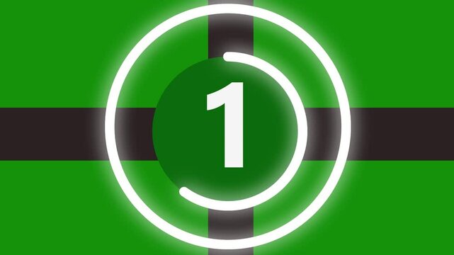 Countdown timer animation with green screen background. Countdown, Old film movie timer countdown, 4k  countdown video.