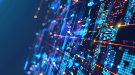 Obraz premium Background of Digital Abstracts in Artificial Intelligence, Data Transmission and Encryption, and Scientific Research - a complex and innovative visual. The background of digital abstracts involving a