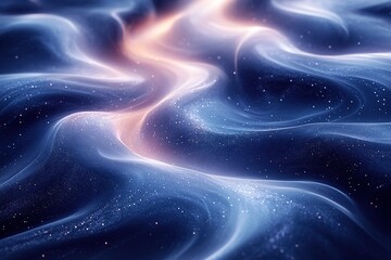 Obraz premium Abstract blue and pink light wave texture background with glowing particles.